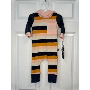 Rags Kids Size 12-18 Month Rainbow Stripe Hoodedβ Romper Jumpsuit